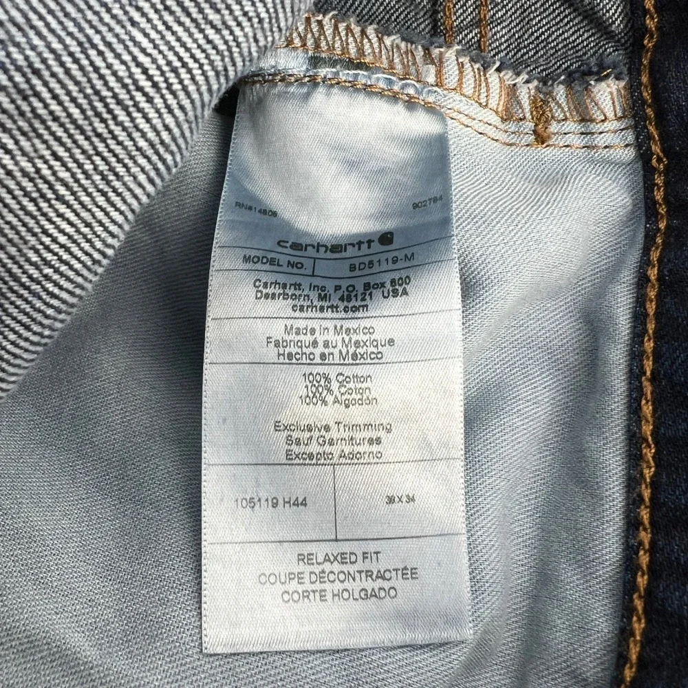 Carhartt Mens Relaxed Straight Fit Dark Wash‎ Denim Jeans 38x34 BD5119-M New